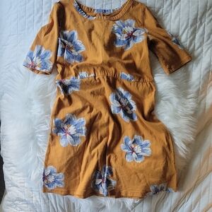 Old Navy Kids Dress in Mustard with Blue Floral